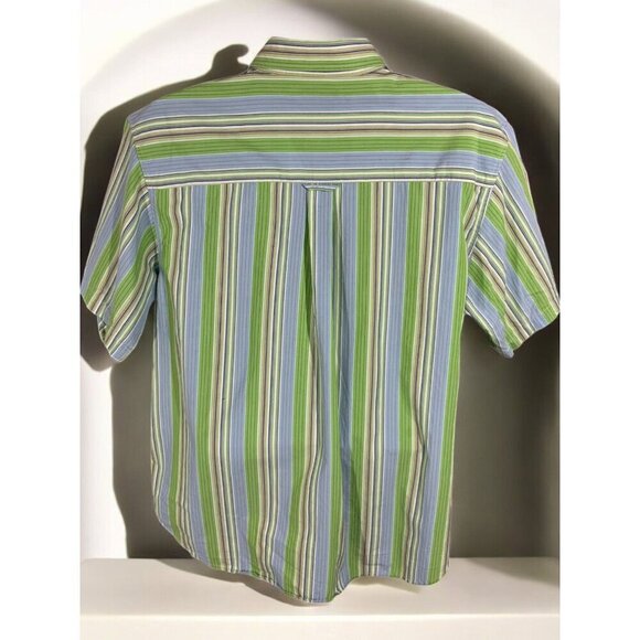 Scandia Woods Mens Green Lightweight Striped Short Sleeve Button Up Shirt XL - Picture 6 of 10